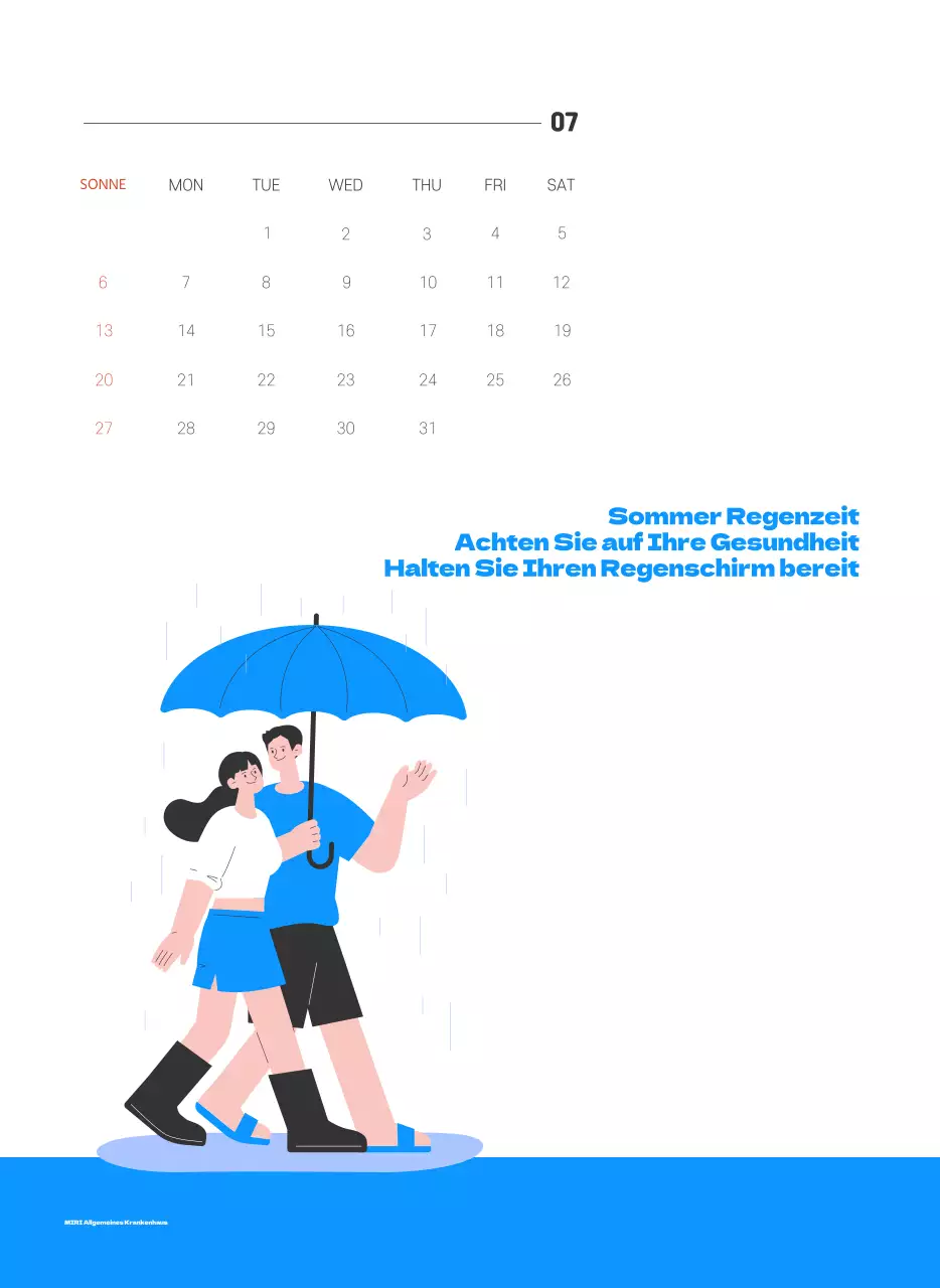 Ein festliches Krankenhaus mit Illustrationen zum Thema Gesundheit und Familie und farbenfrohen Akzenten