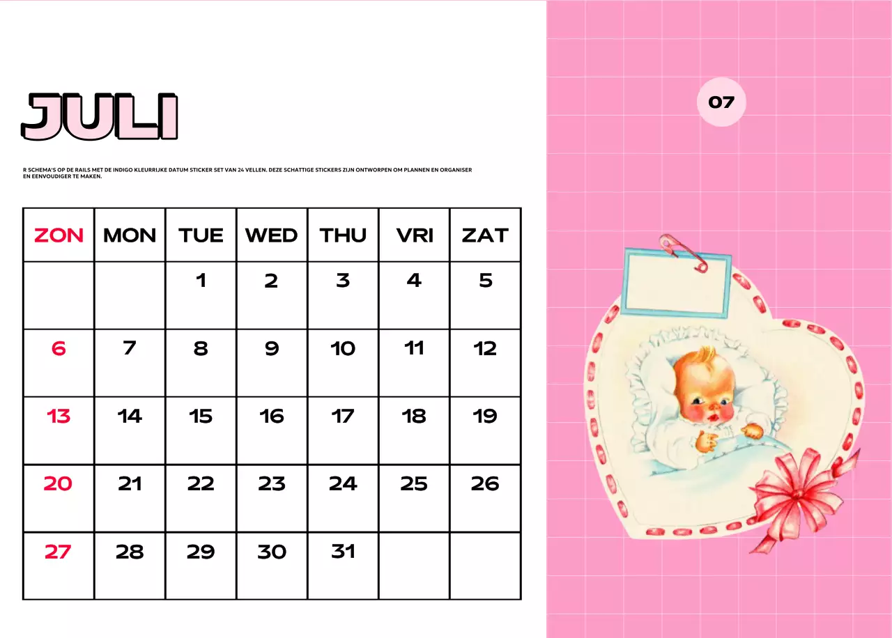 Kleurrijke kalenders met verschillende retro-illustraties