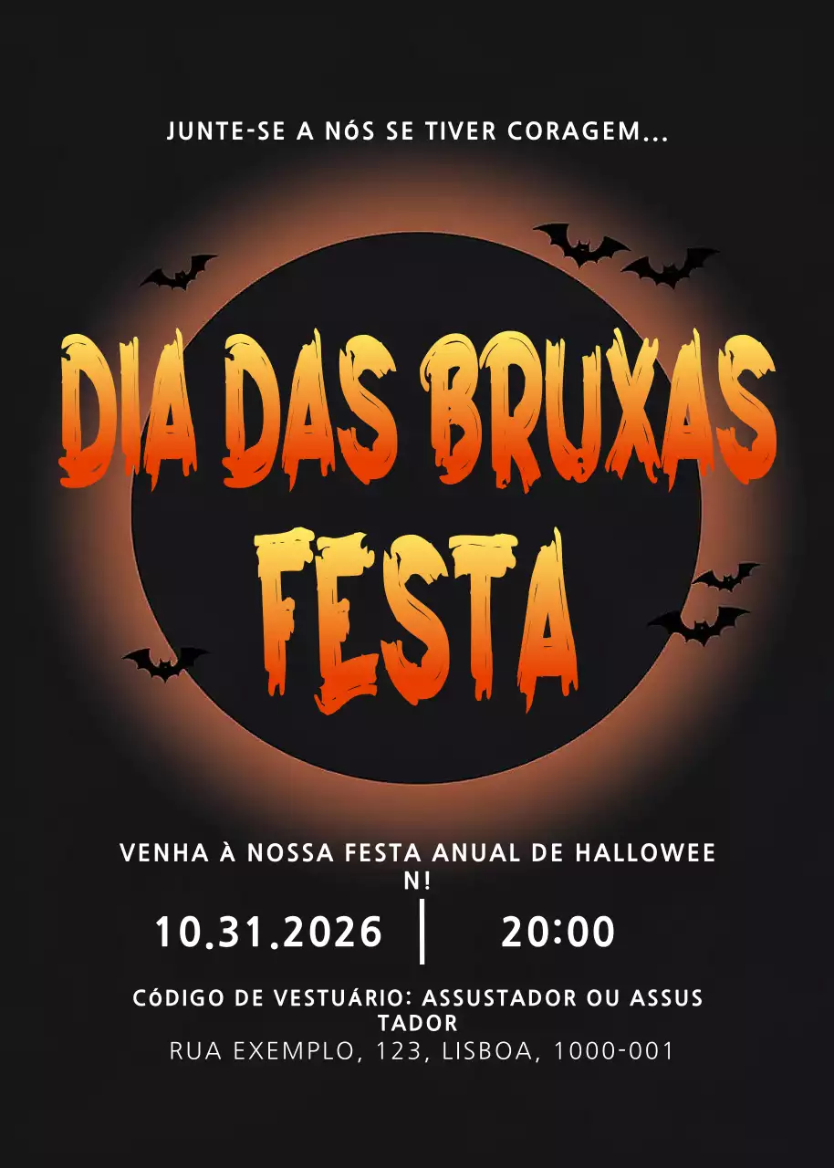 Convite de Halloween gótico laranja