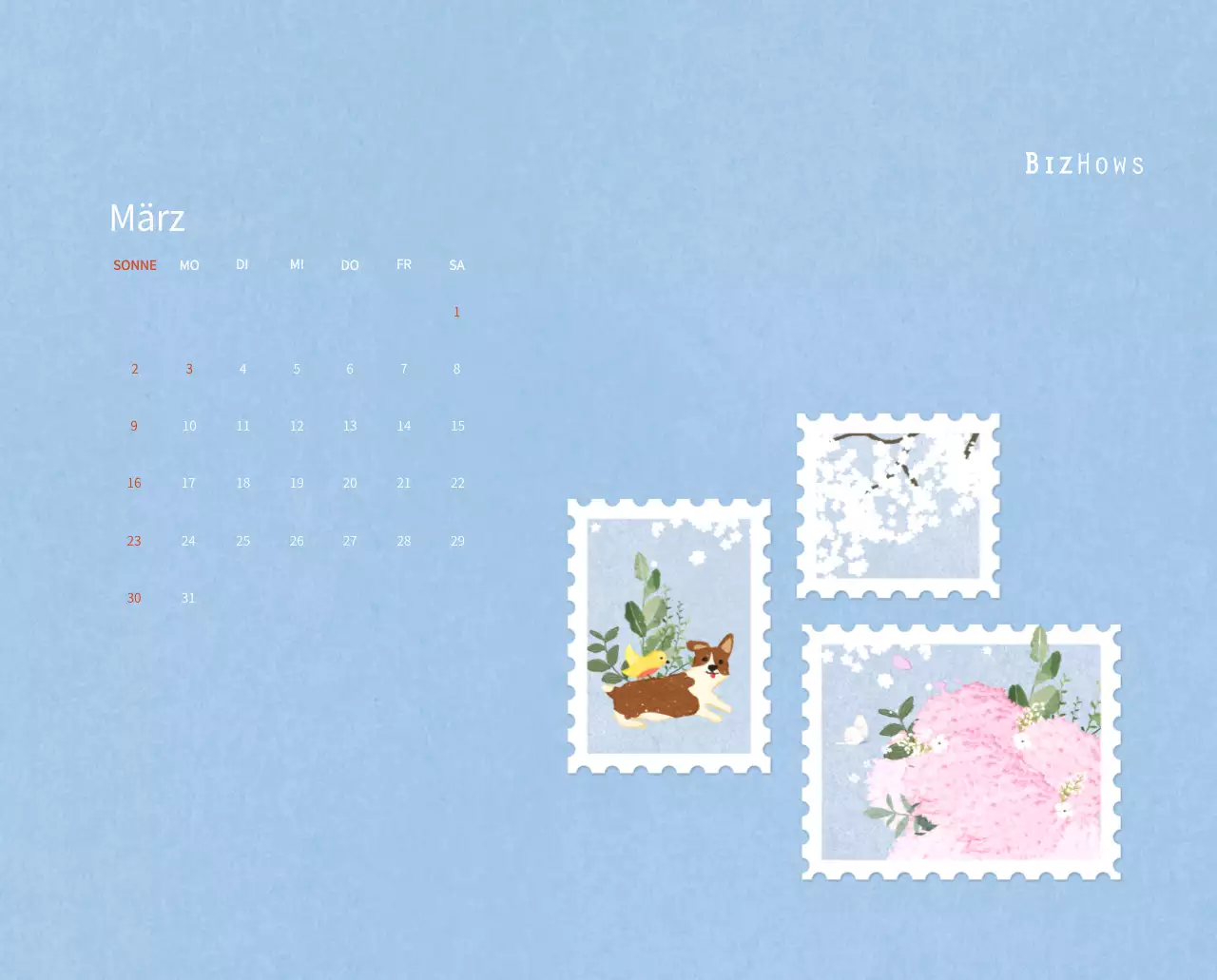 Neujahrskalender mit warmen Illustrationen