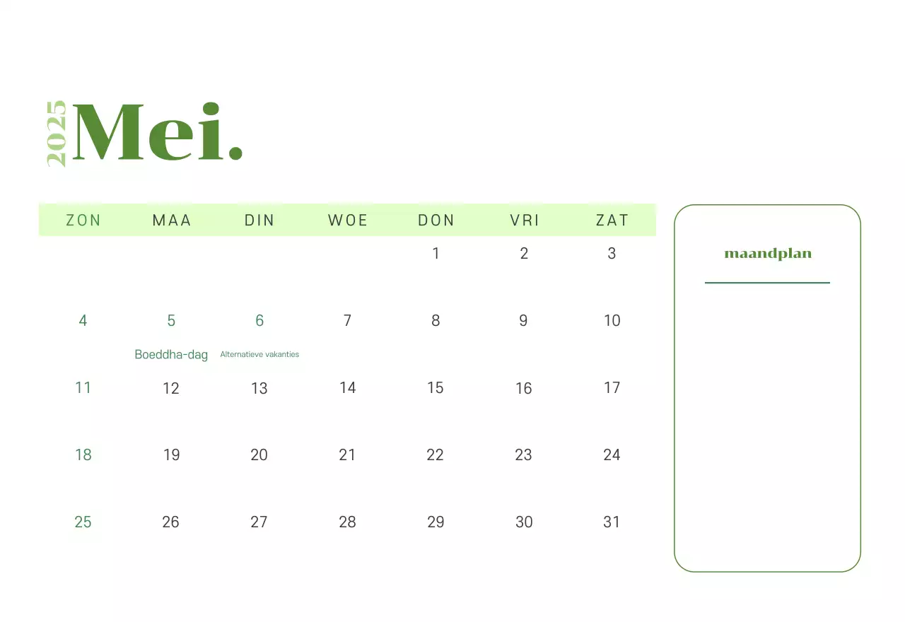 Kalender met jeugdillustraties op een geelgroene achtergrond
