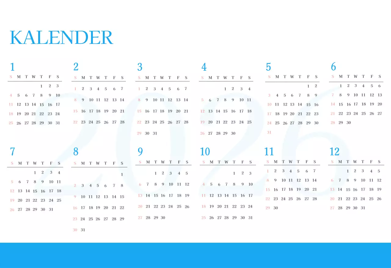 Blaues modernes Konzept Kirchenkalender