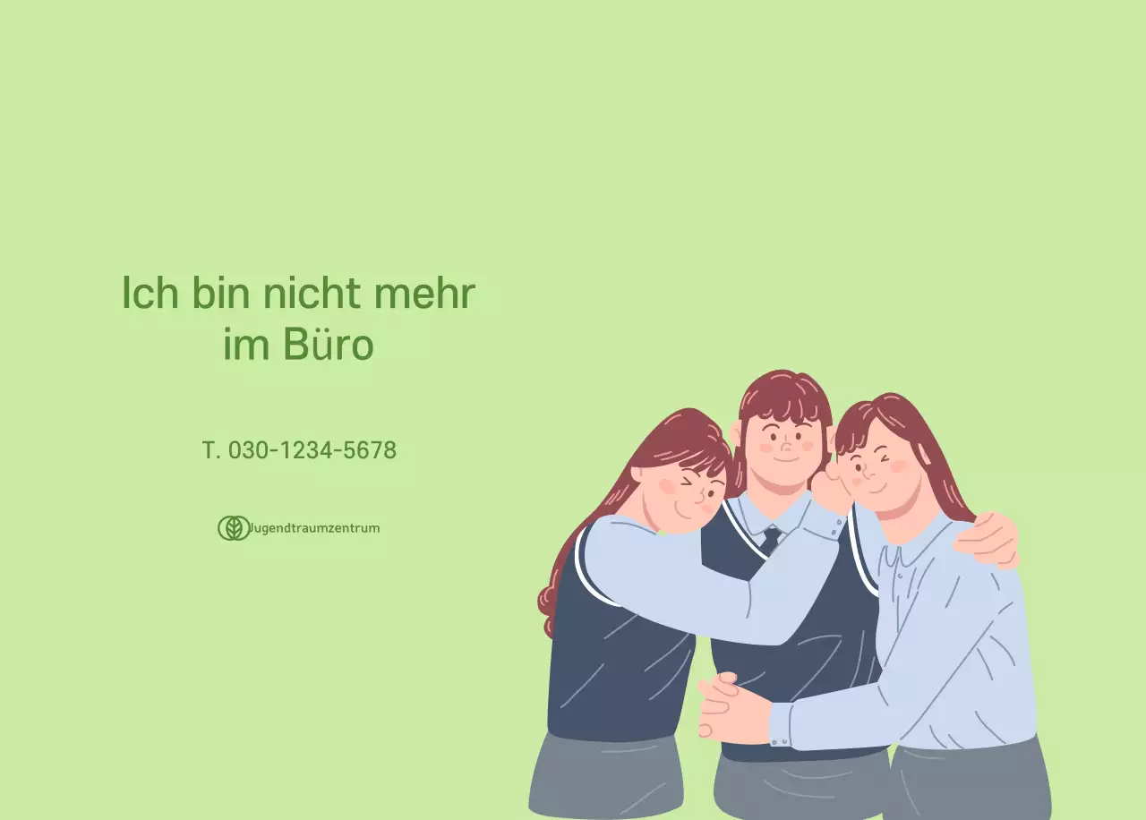 Kalender mit Jugendillustrationen auf gelb-grünem Hintergrund