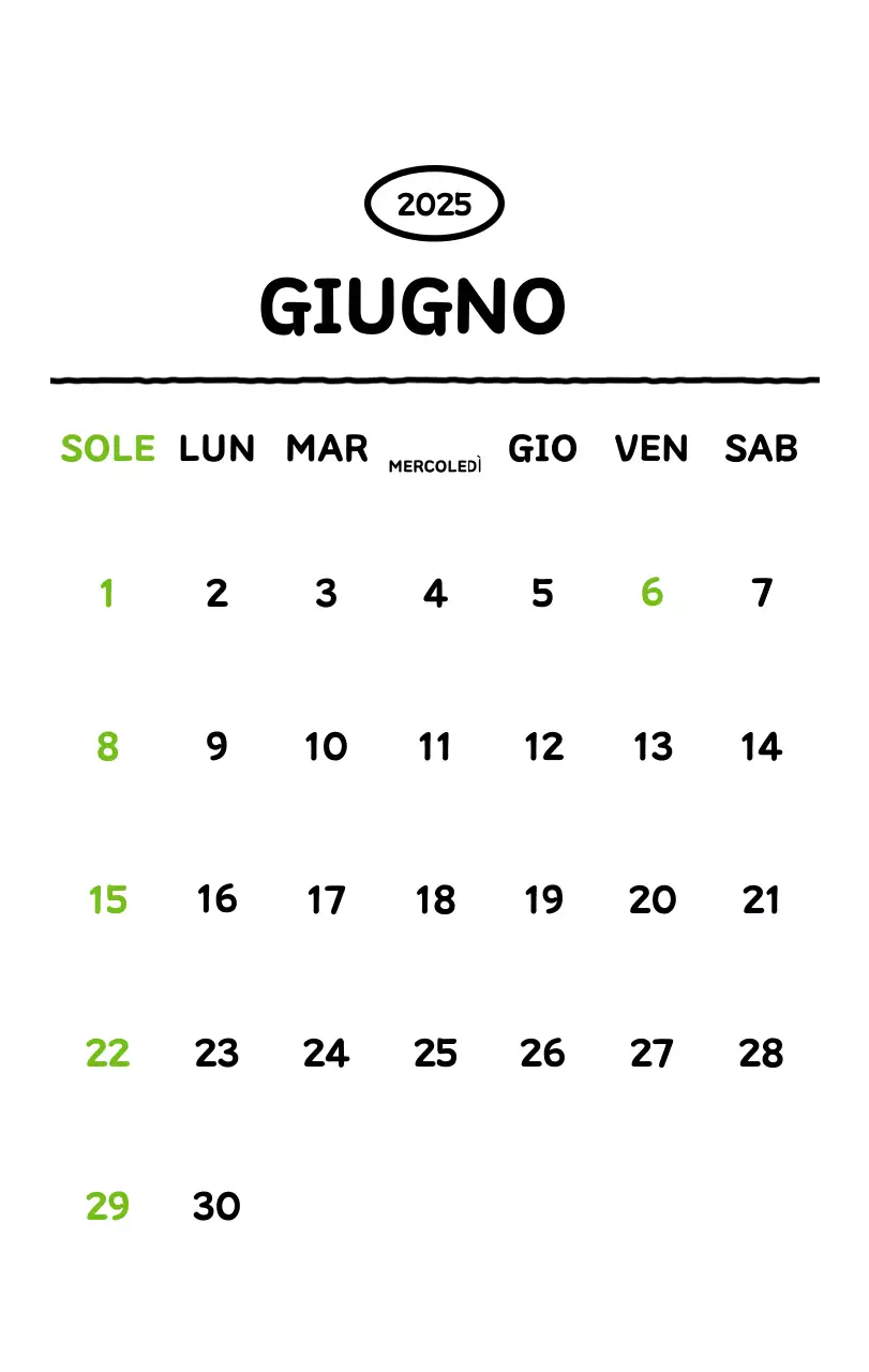 Calendario illustrato con un grazioso stile di linee