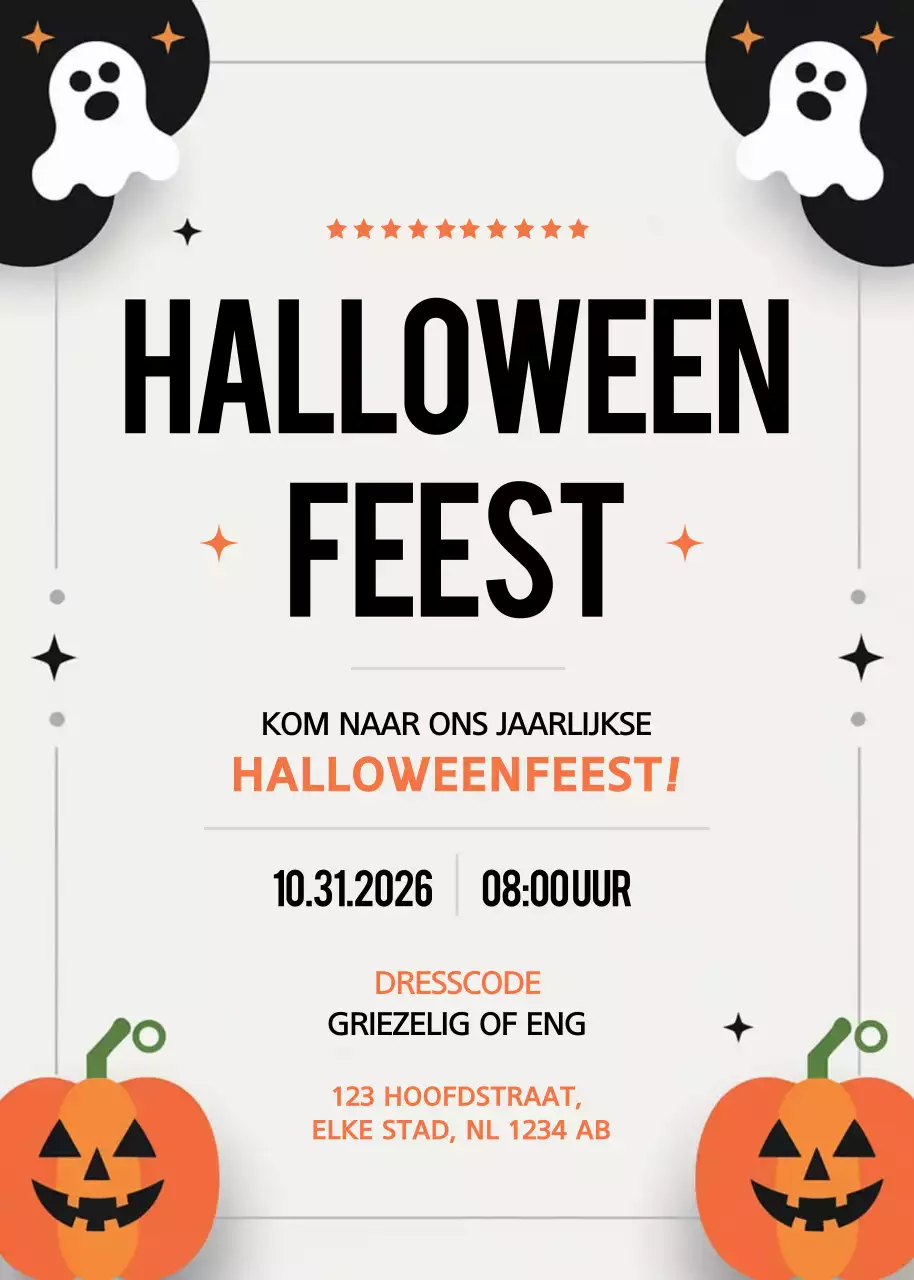 Oranje Retro Halloween Uitnodiging