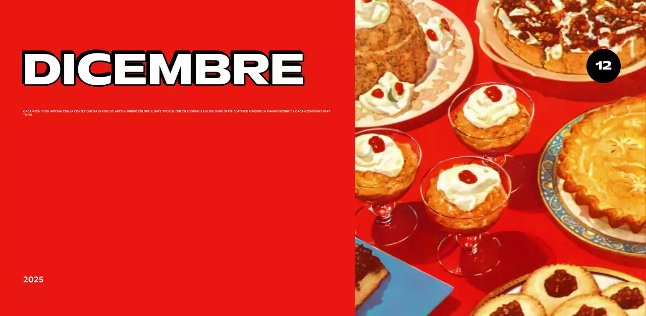 Calendari colorati con una varietà di illustrazioni retrò