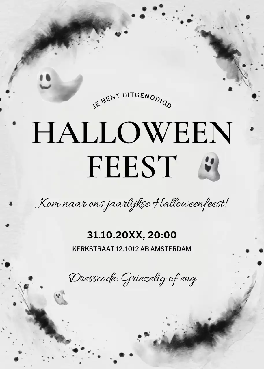 zwarte minimale Halloween uitnodiging