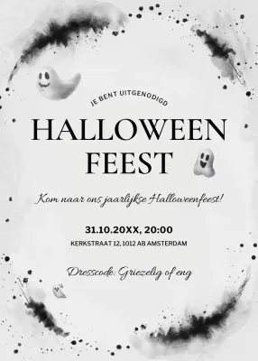 zwarte minimale Halloween uitnodiging