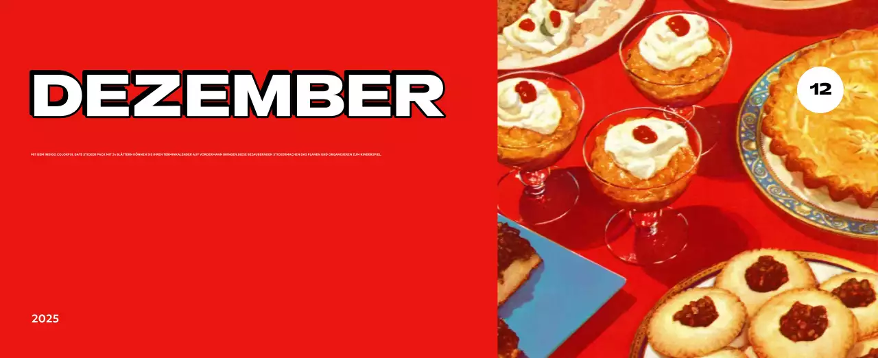 Bunte Kalender mit einer Vielzahl von Retro-Illustrationen