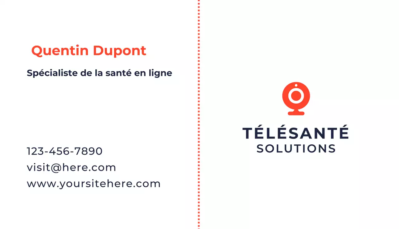 carte de visite professionnelle orange pour la télésanté