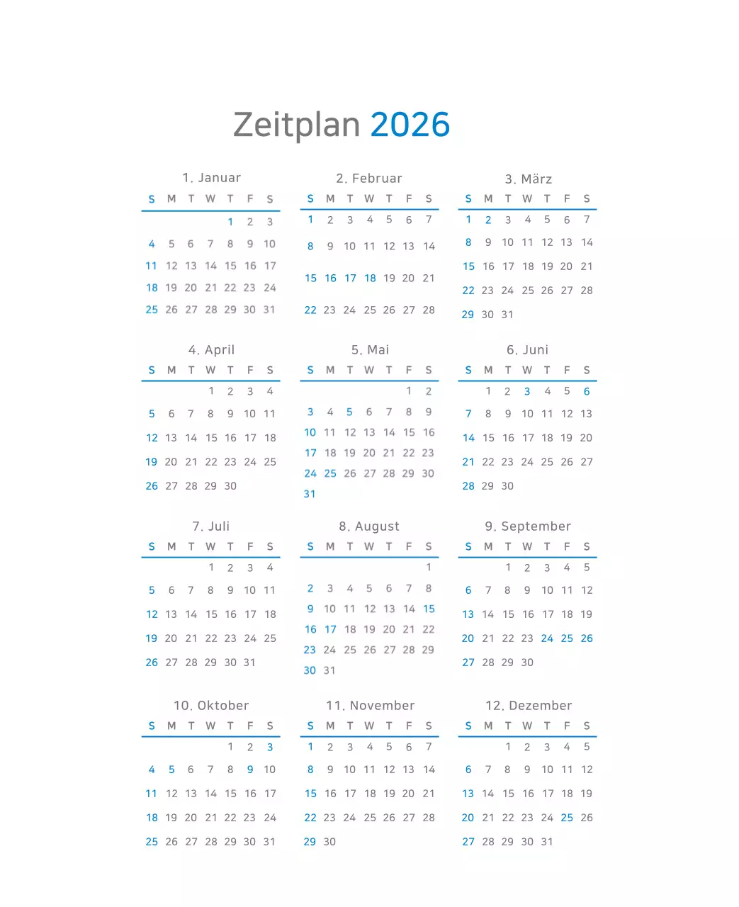 Blauer moderner Kalender Kalender