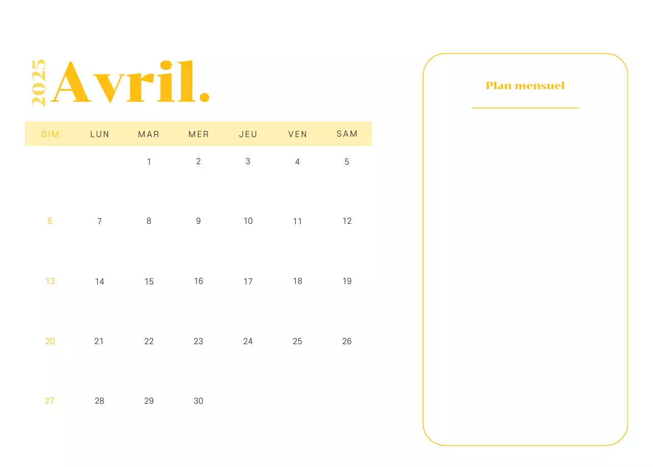Calendrier avec illustrations de jeunes sur fond jaune-vert