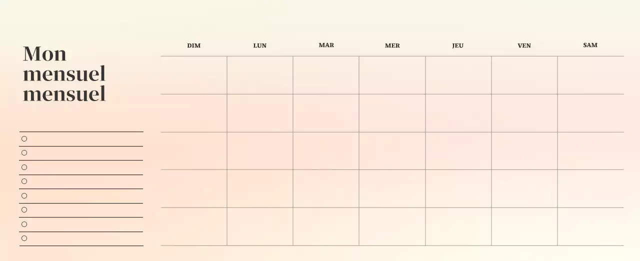 Calendrier minimaliste dégradé