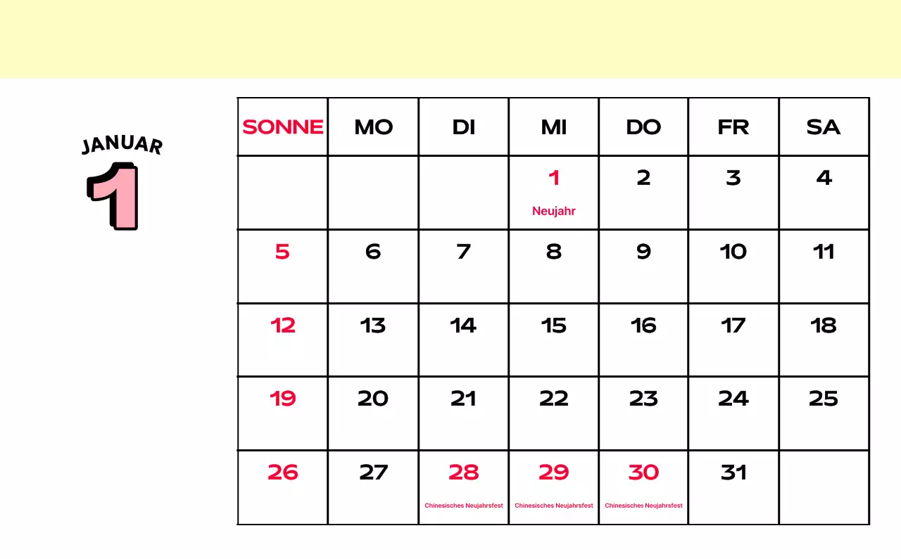Bunte Kalender mit einer Vielzahl von Retro-Illustrationen