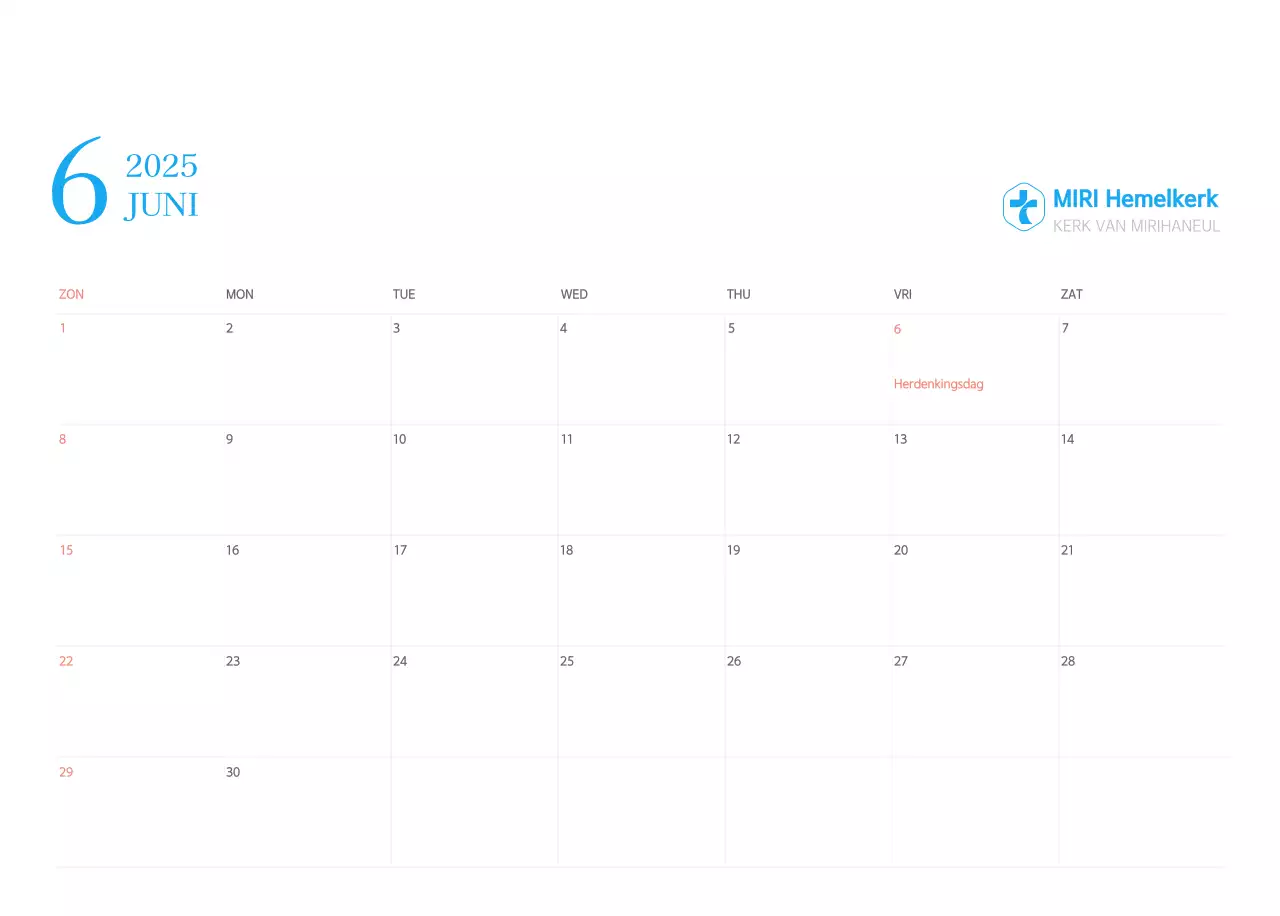 Blauw modern concept kerkkalender