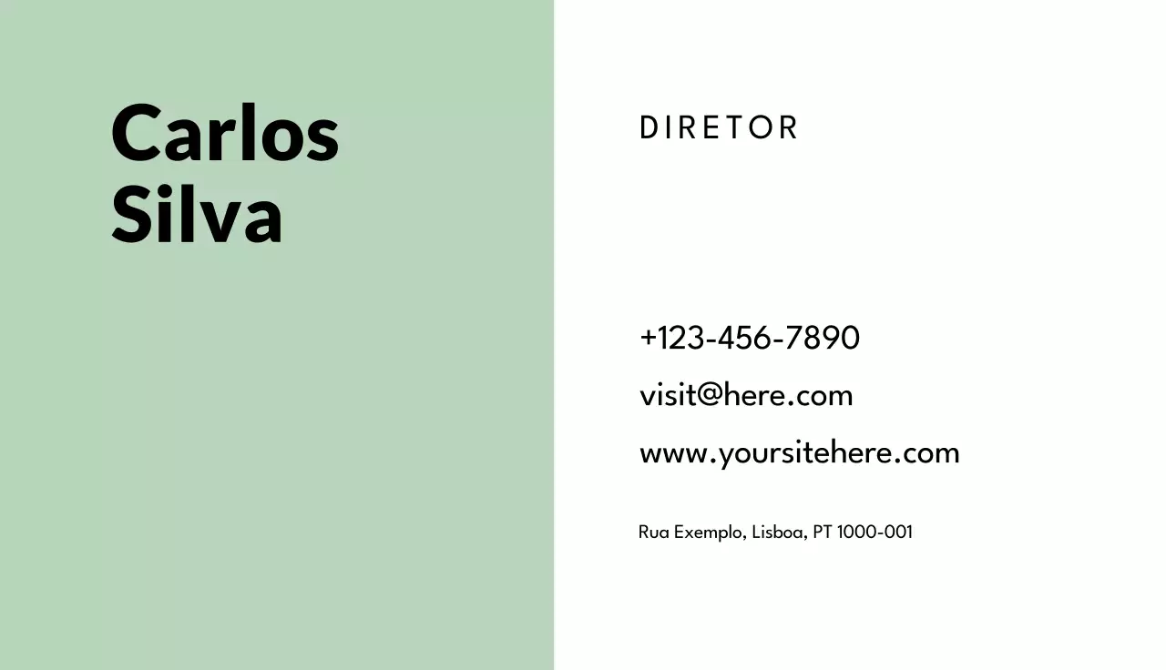 cartão de visita minimalista mint
