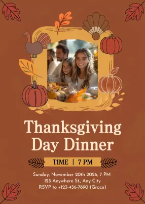 Brown Traditional Thanksgiving Invitation Poster