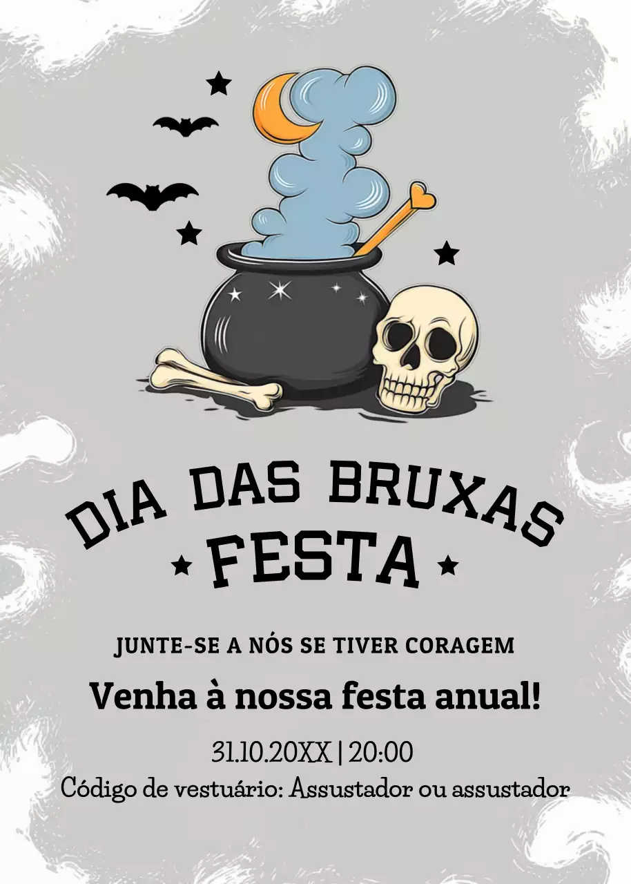 convite de Halloween retro cinzento