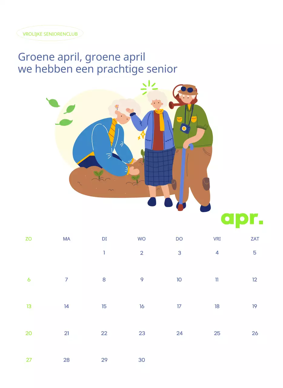 Zakelijke kalender met leuke illustraties