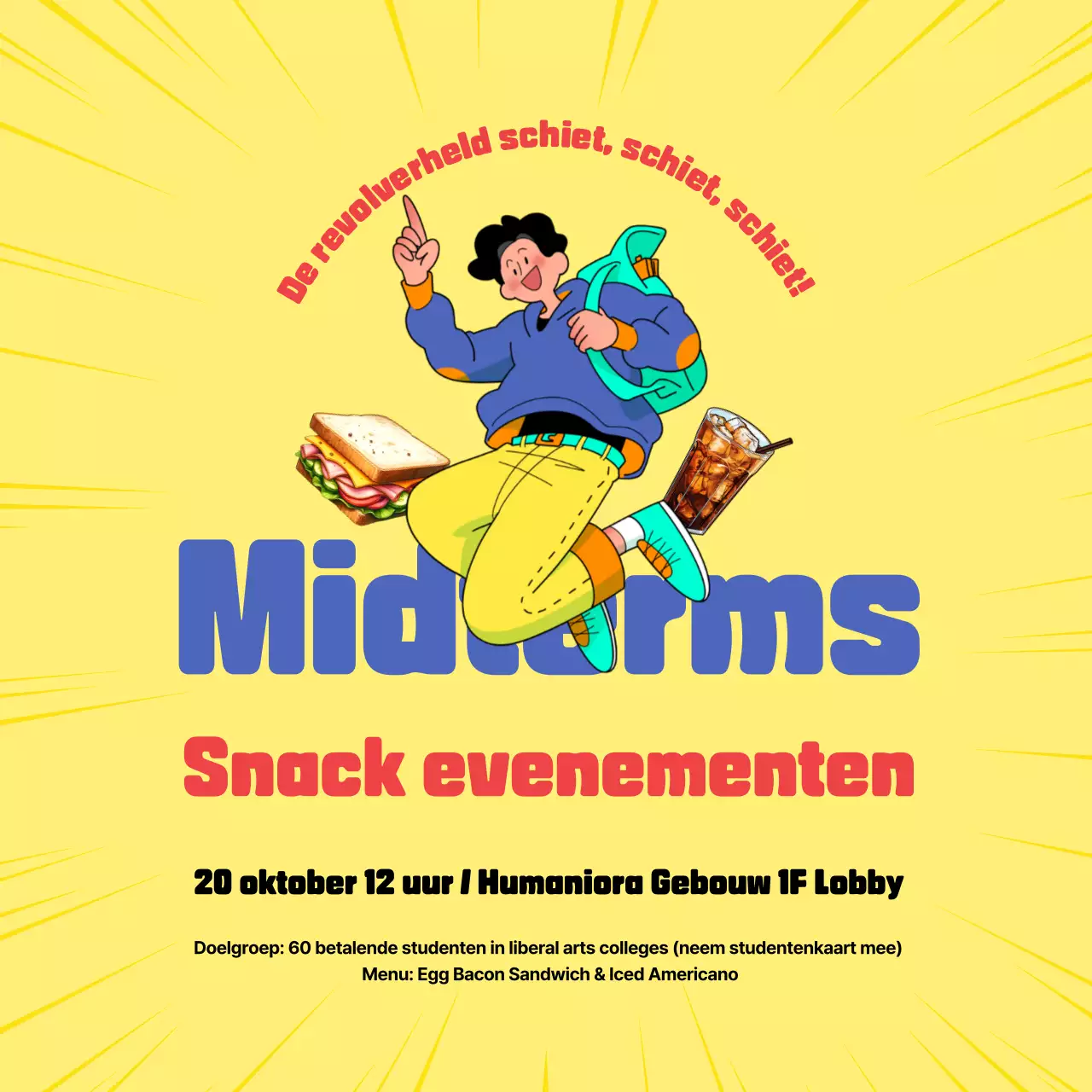 Snacks met gele en rode accenten om evenementen te promoten