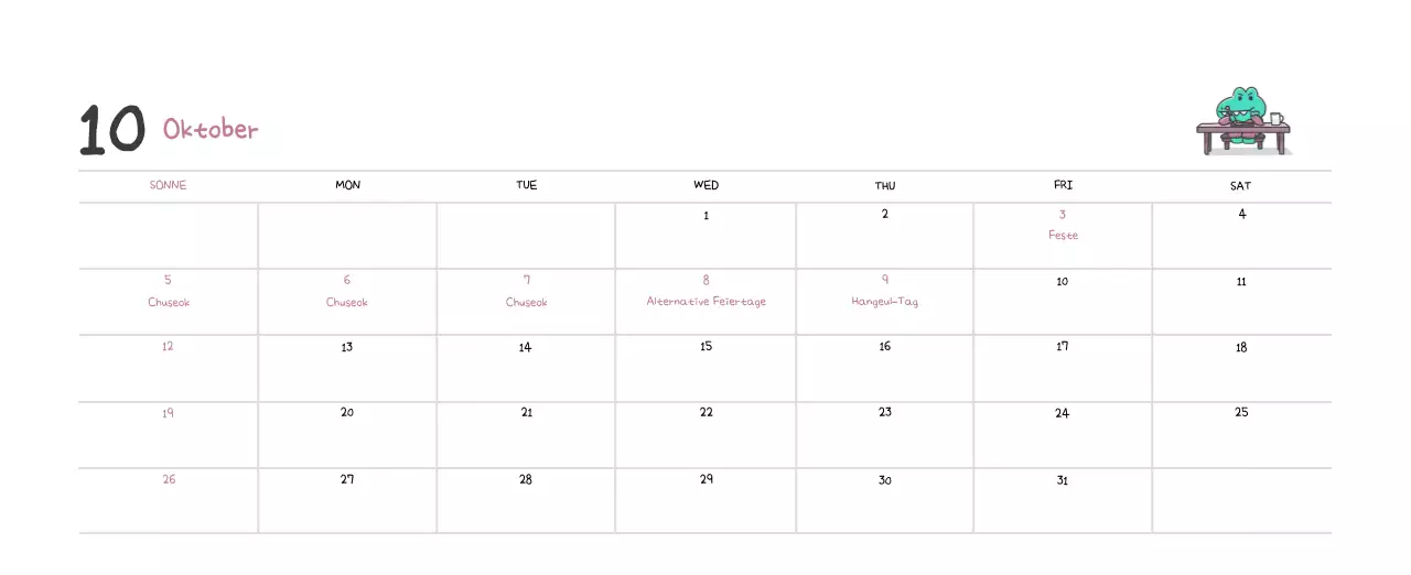 Ein Kalender mit einem niedlichen Ago-Illustrationskonzept