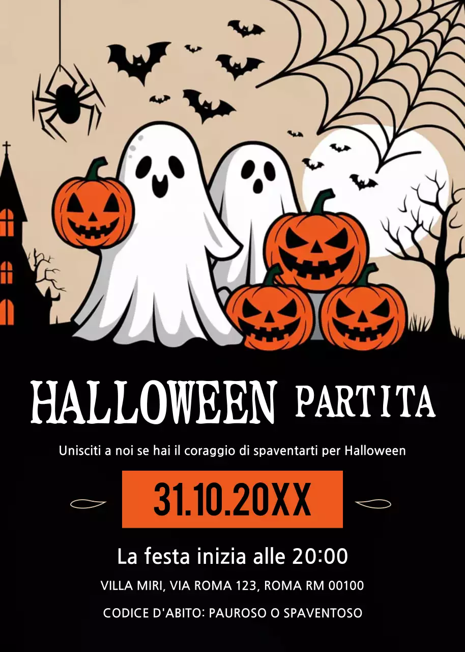 Invito alla festa di Halloween in arancione nero