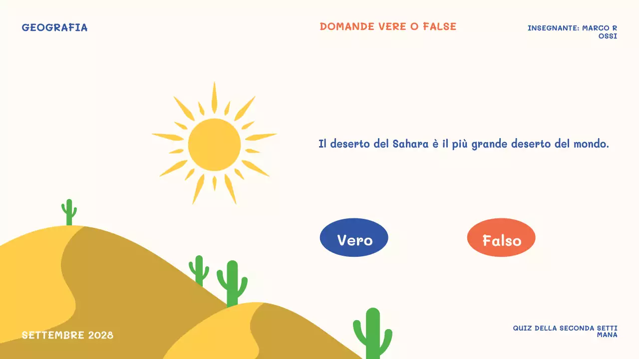 presentazione dell'evento ludico arancione a tempo di quiz