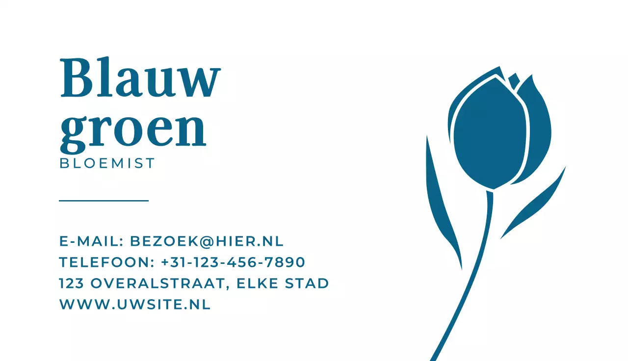 blauw minimalistisch bloemisten visitekaartje
