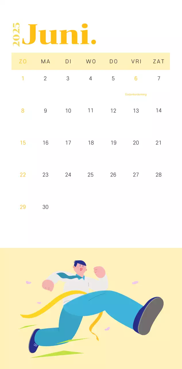 Kalender met jeugdillustraties op een geelgroene achtergrond