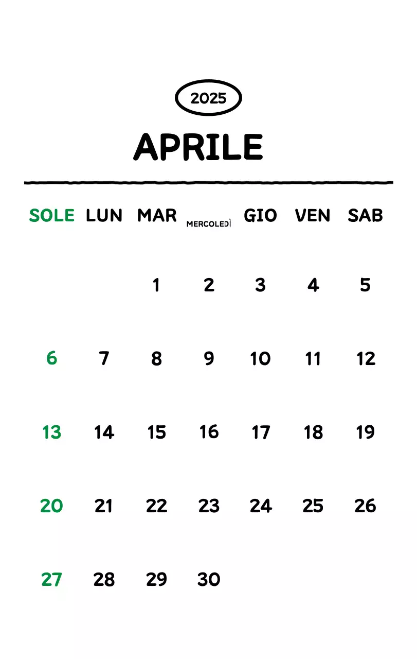 Calendario illustrato con un grazioso stile di linee