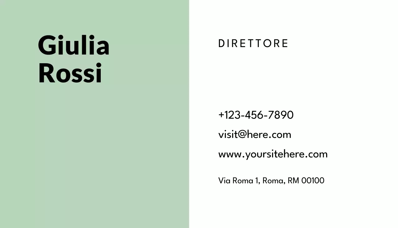 biglietto da visita minimalista alla menta