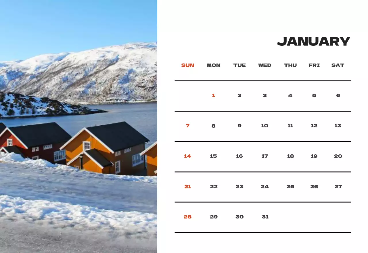 Kalender bersih foto langit