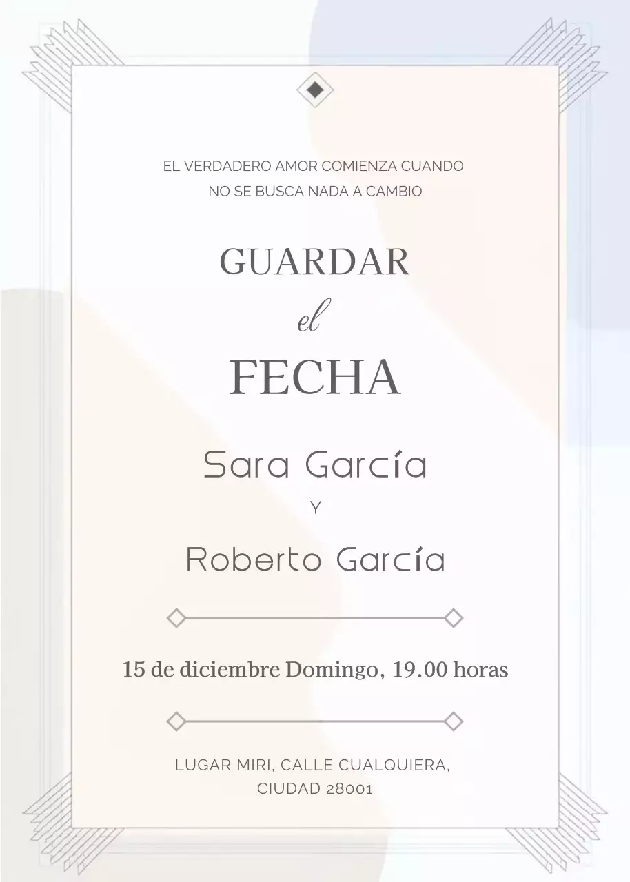 Invitación de boda beige estilo elegante
