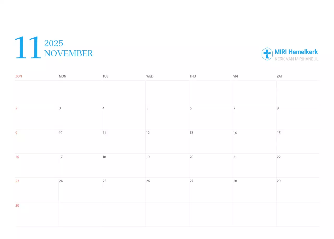 Blauw modern concept kerkkalender
