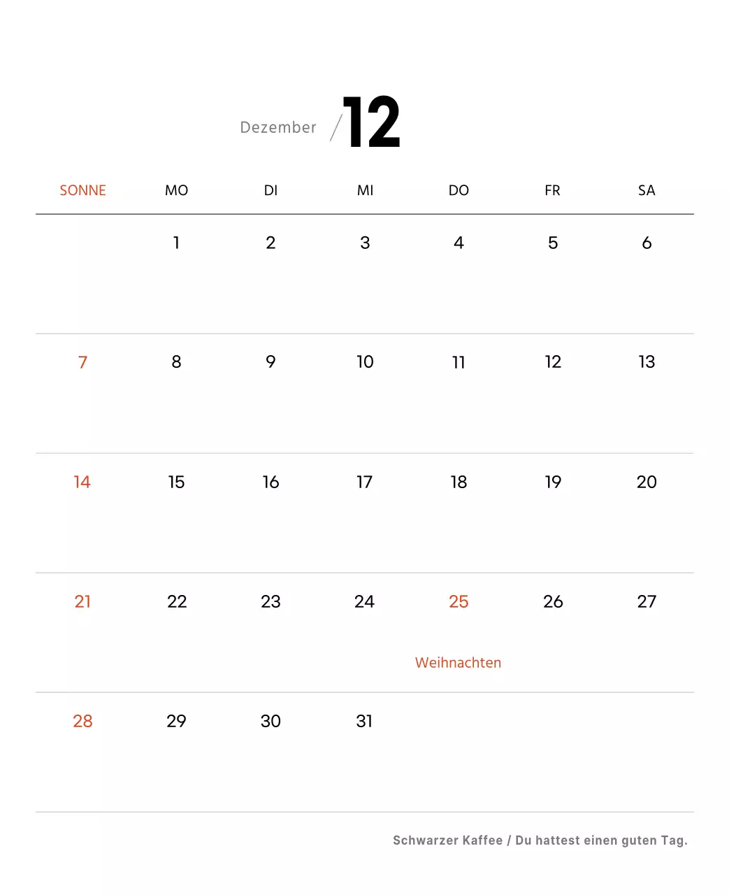 Einfacher Kaffee-Foto-Tischkalender für Cafés in Weißtönen