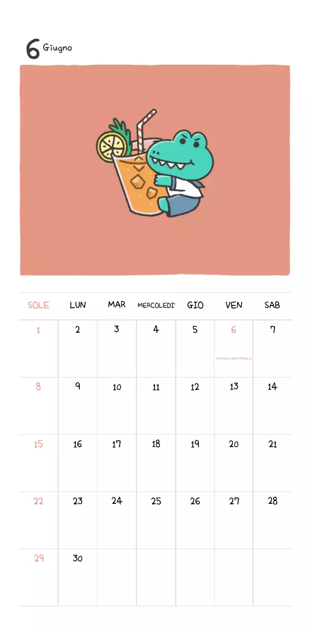 Un calendario con un simpatico concetto di illustrazione di Ago