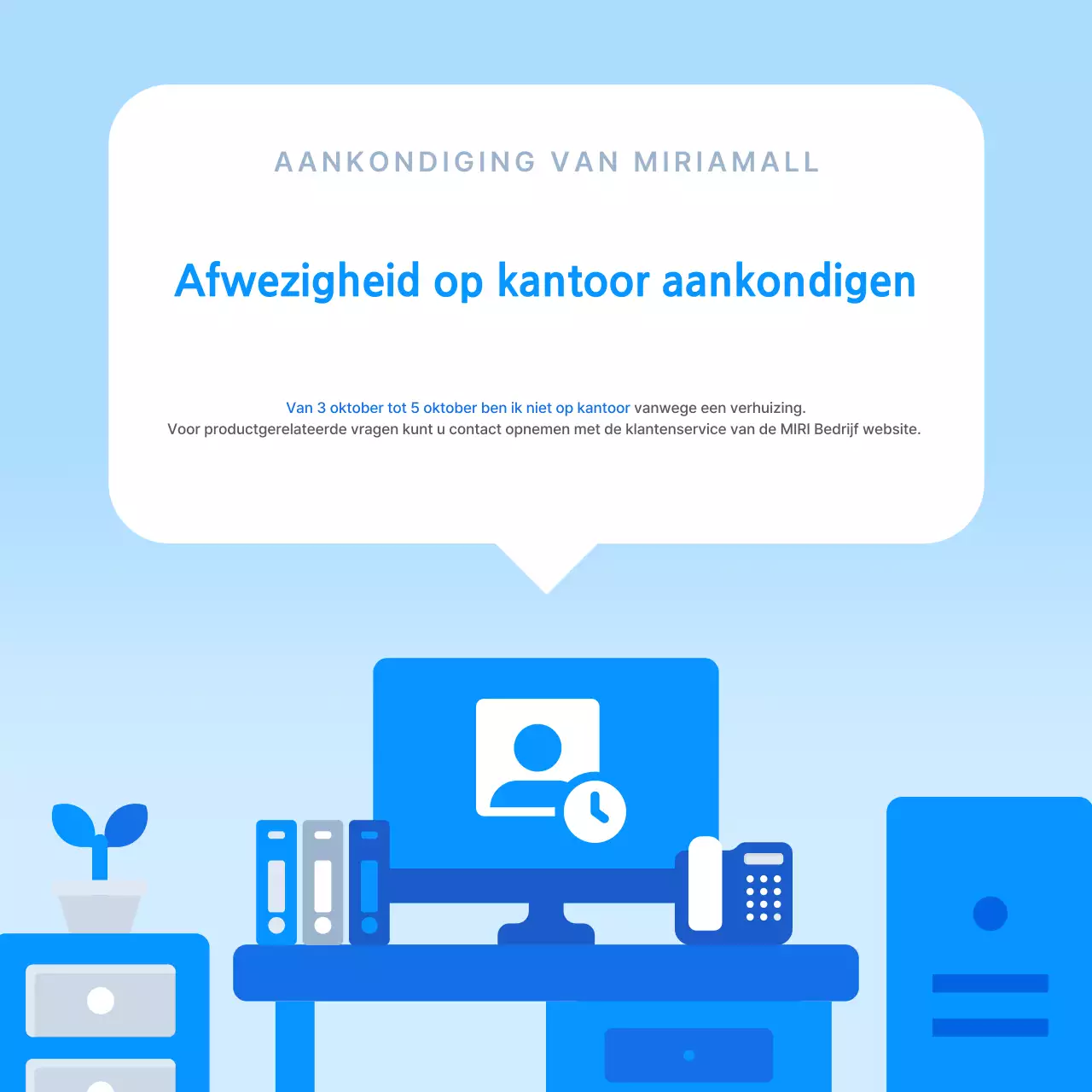 Lichtblauwe eenvoudige aankondiging
