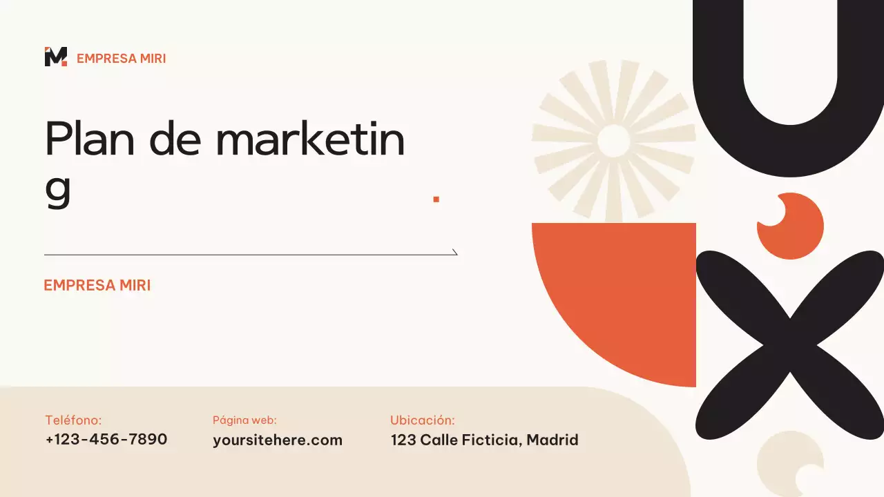 Naranja beige moderno plan de marketing geométrico