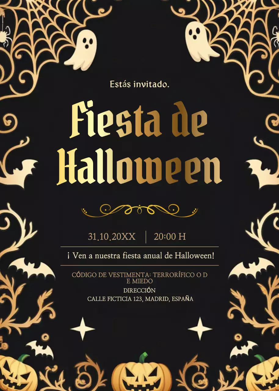invitación gótica negra de Halloween