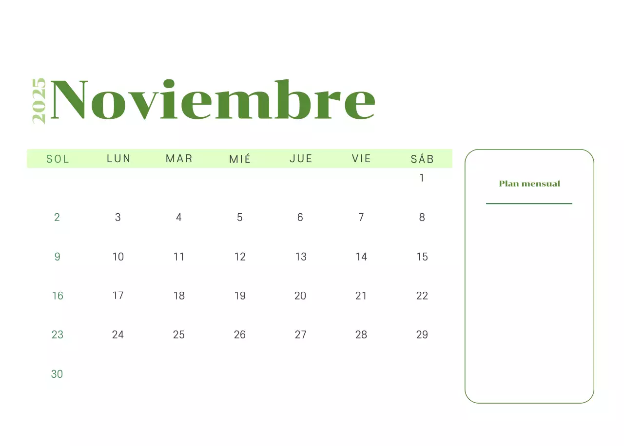 Calendario con ilustraciones juveniles sobre fondo amarillo verdoso