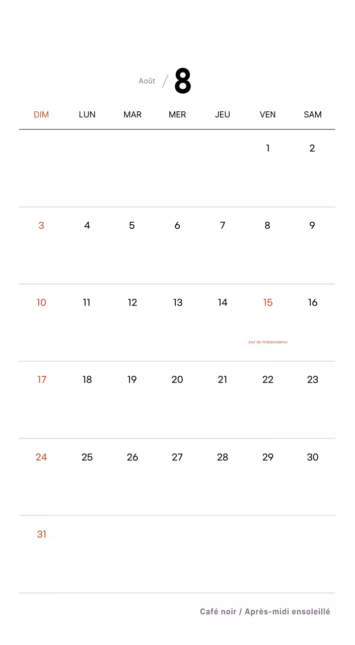 Calendrier de bureau photo simple pour les cafés dans les tons blancs