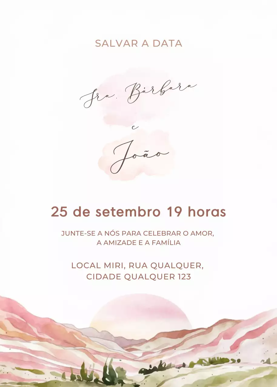 Convite de casamento verde cor-de-rosa estilo elegante