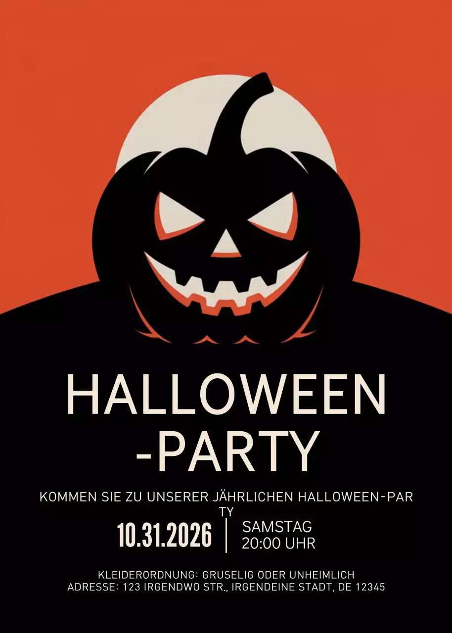Orange Retro-Halloween-Einladung
