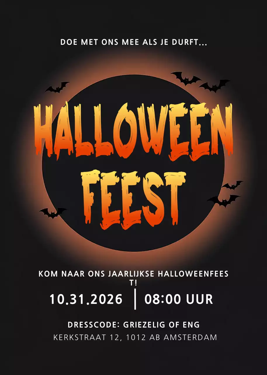 Oranje gotische Halloween-uitnodiging