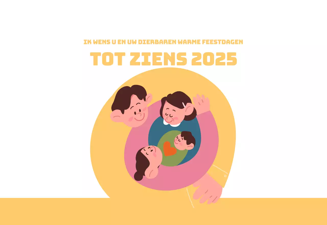 Een feestelijk ziekenhuis met illustraties met gezondheids- en gezinsthema's en kleurrijke accenten