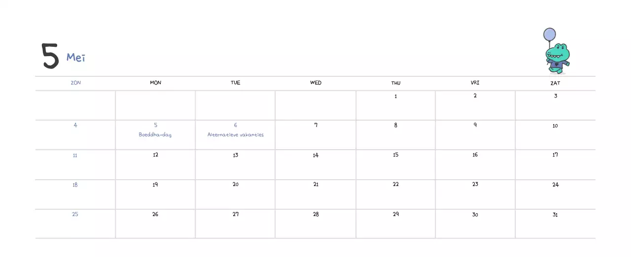 Een kalender met een schattig Ago-illustratieconcept