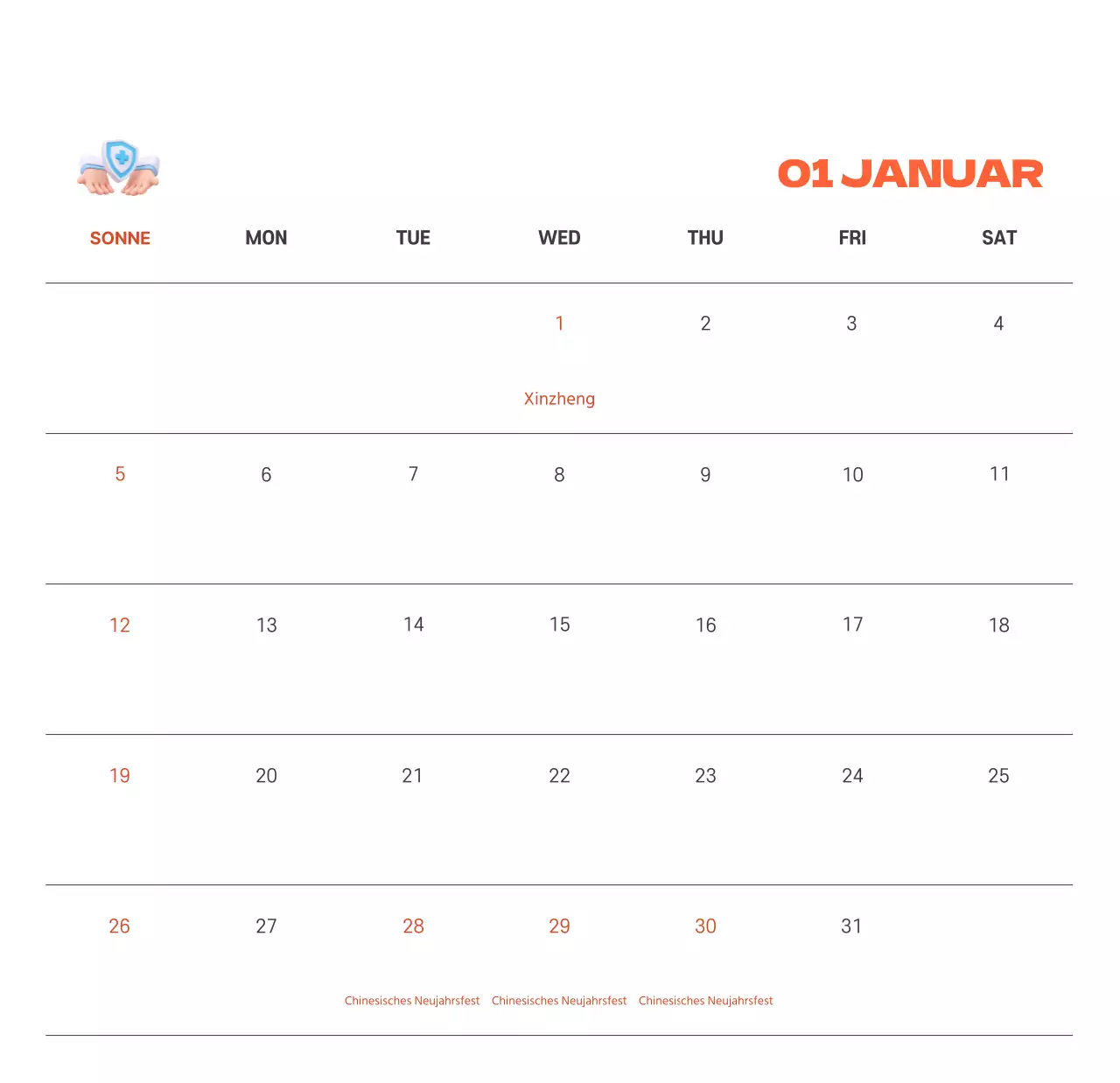 Ein festliches Krankenhaus mit Illustrationen zum Thema Gesundheit und Familie und farbenfrohen Akzenten