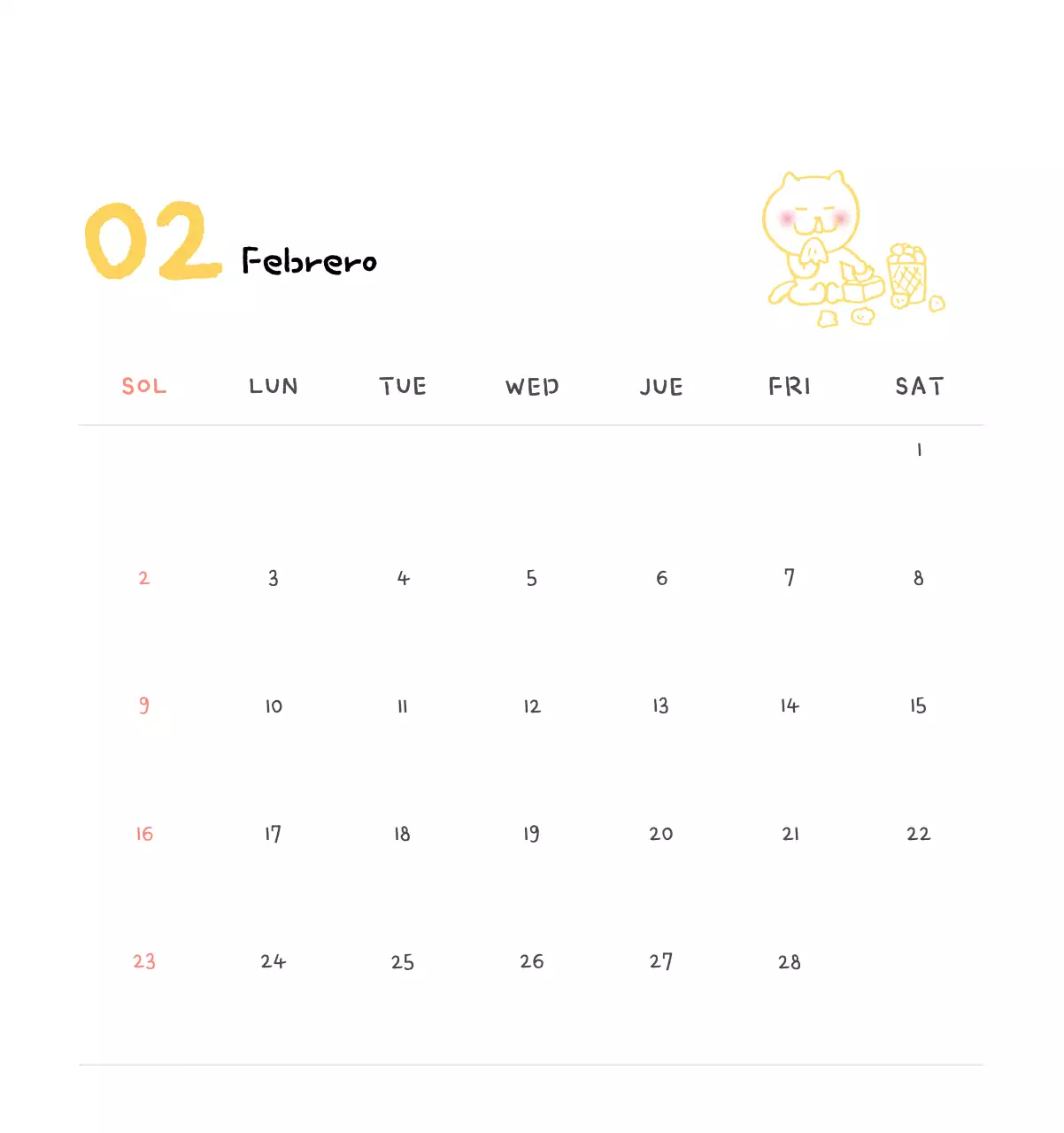 Calendario diario en marfil