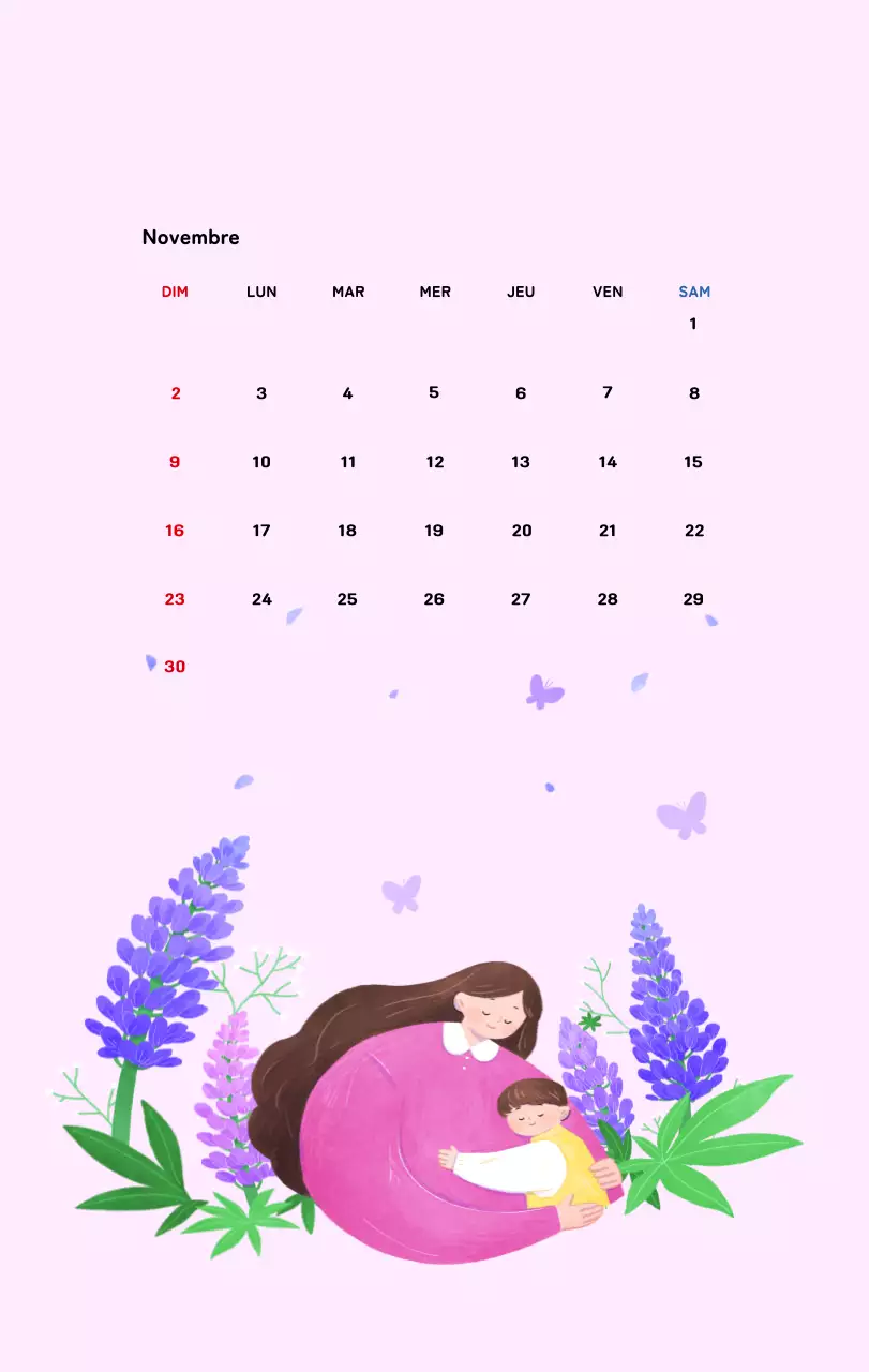 Calendrier du Nouvel An avec illustrations chaleureuses