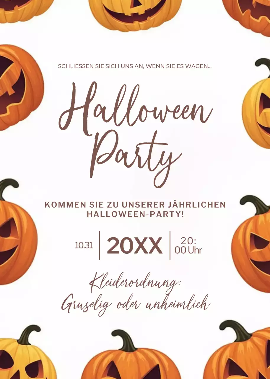 orangefarbene Retro-Halloween-Einladung